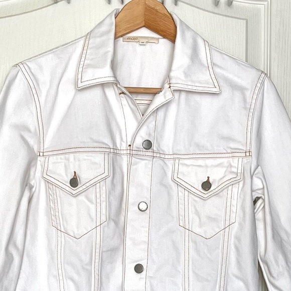 Maje White Paradise Rainbow Embroidery Denim Jacket US 6 Contemporary Festival - Picture 2 of 15